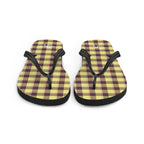 Flax and Livid Brown Plaid Flip Flops - Scottish Squares