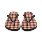 Hit Pink and Livid Brown Plaid Flip Flops - Scottish Squares