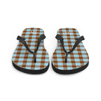 Blizzard Blue and Livid Brown Plaid Flip Flops - Scottish Squares