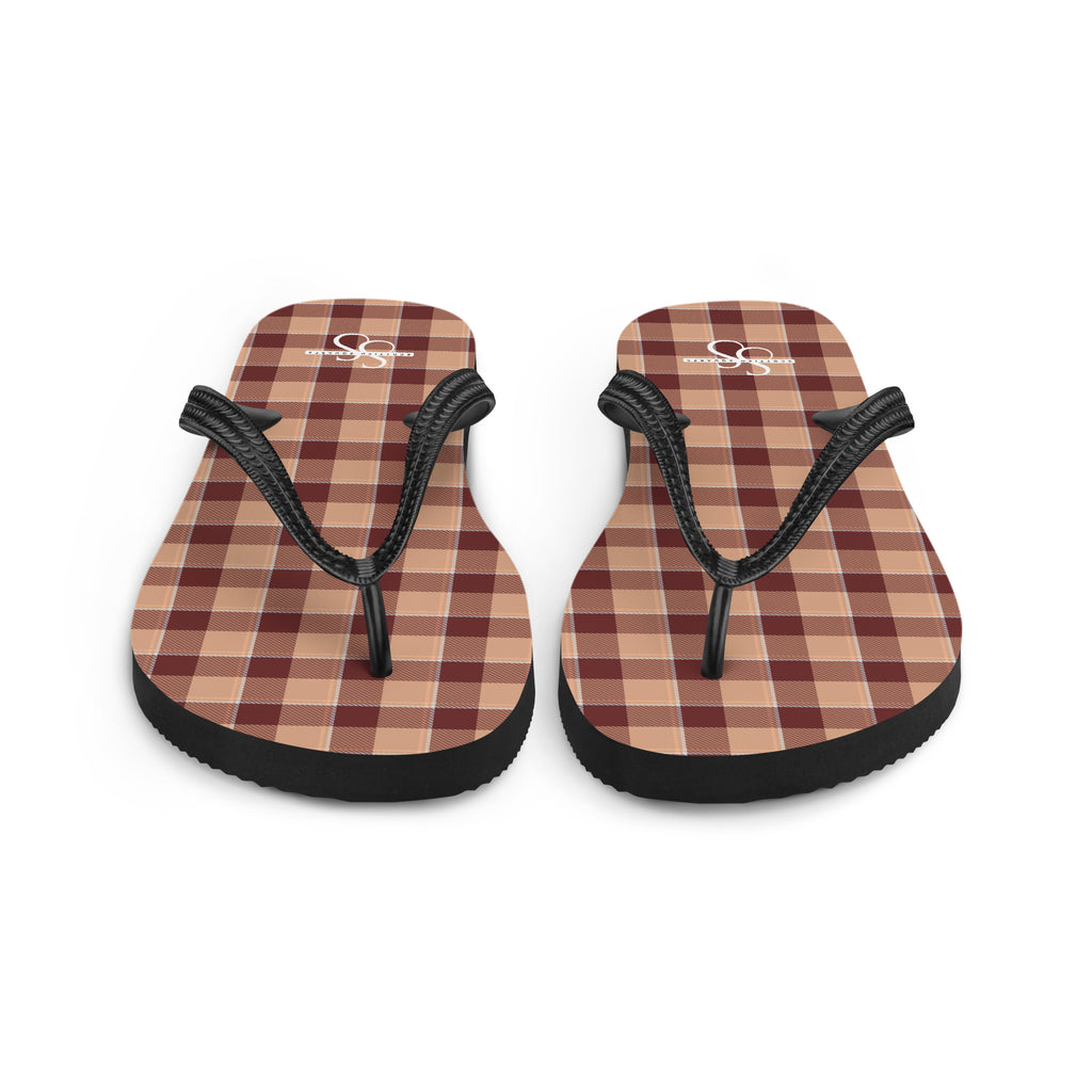 Whiskey and Livid Brown Plaid Flip Flops - Scottish Squares