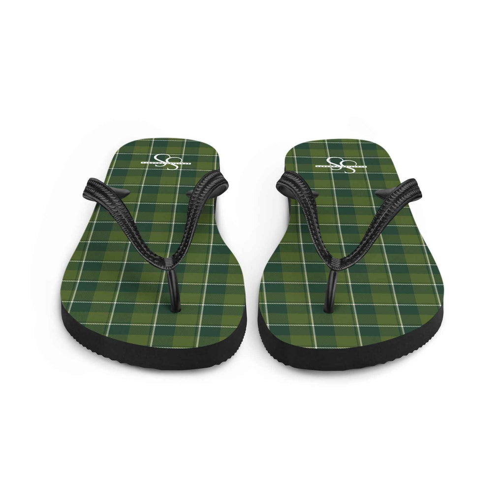 Woodland and Evergreen Plaid Flip Flops - Scottish Squares