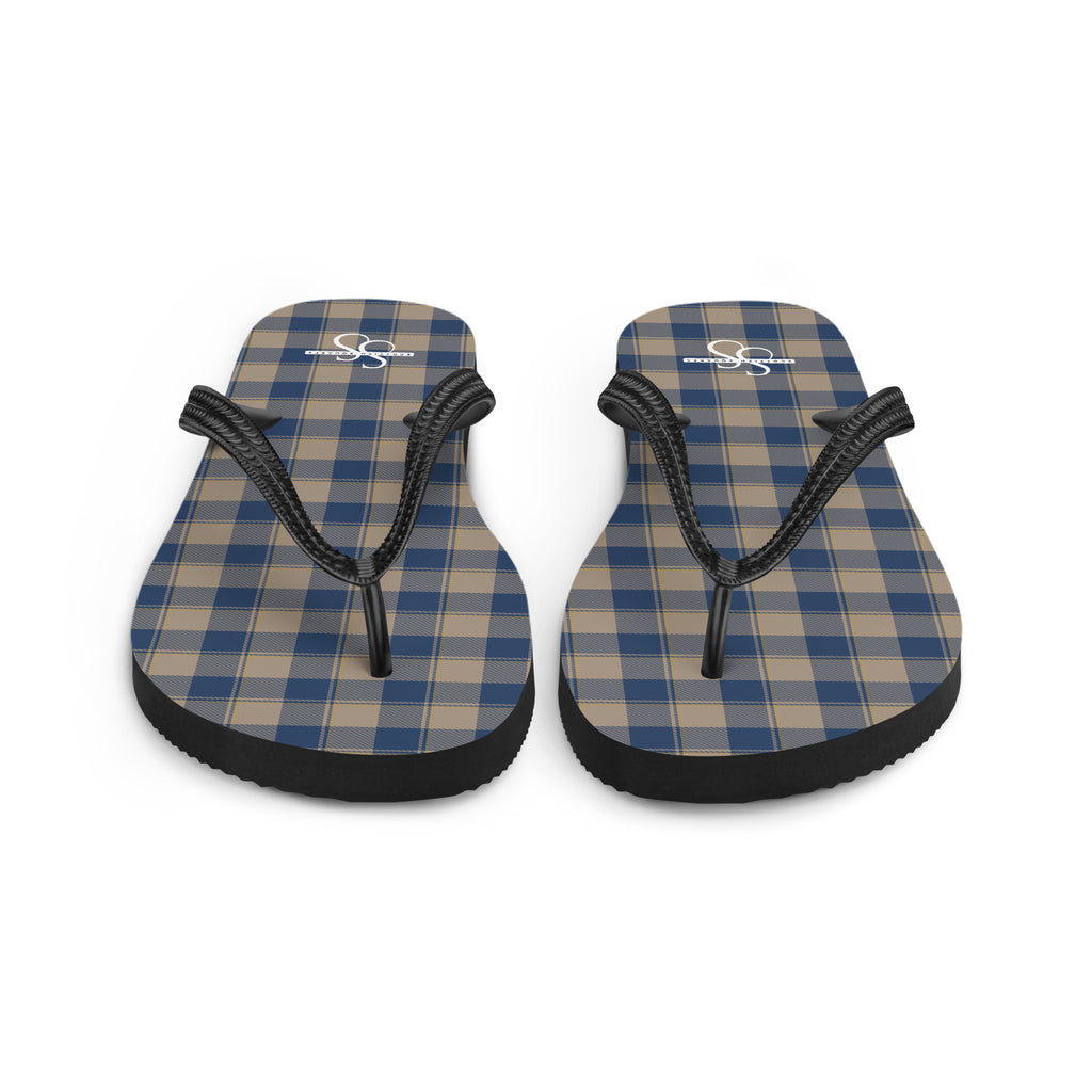 Cello and Donkey Brown Plaid Flip Flops - Scottish Squares
