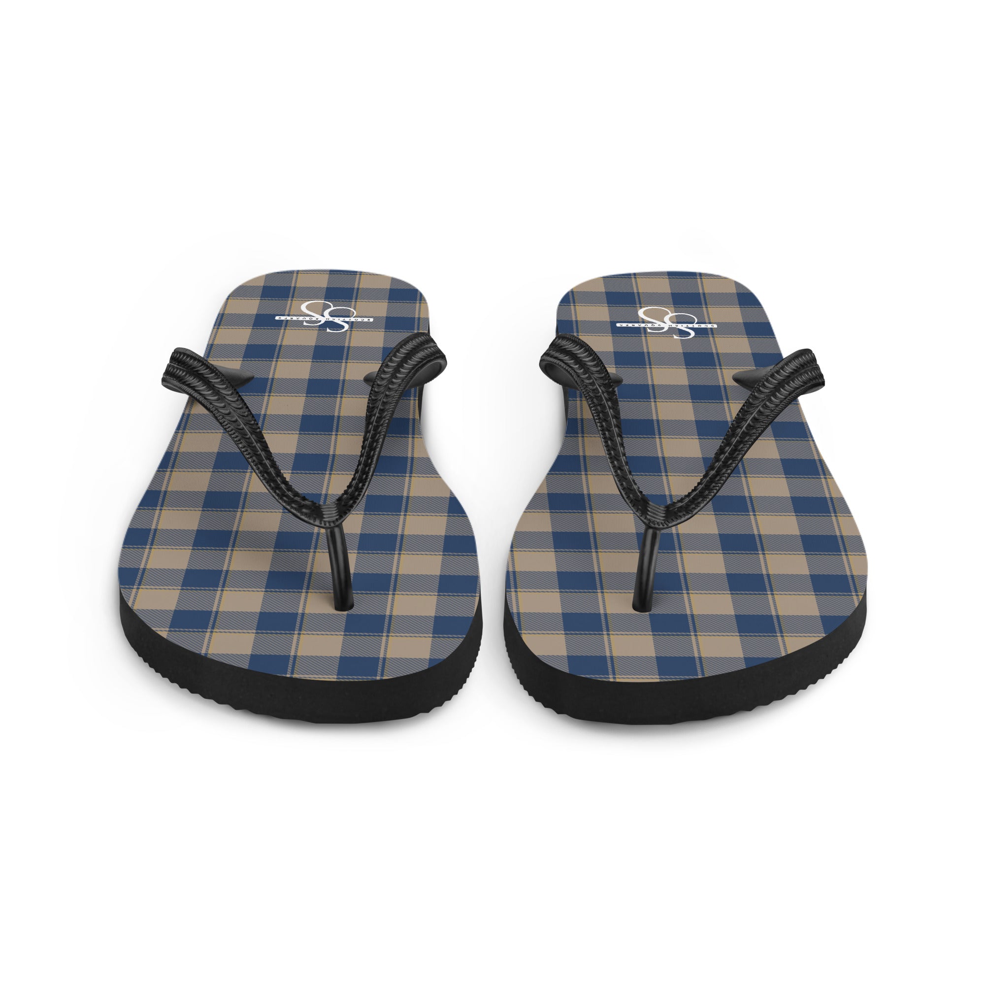 Cello and Donkey Brown Plaid Flip Flops - Scottish Squares