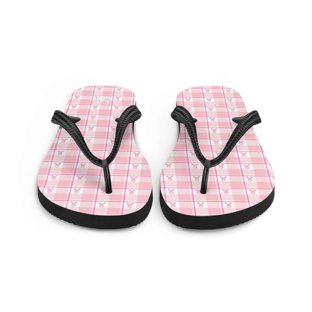 Flip Flops Breast Cancer Awareness Plaid - Scottish Squares