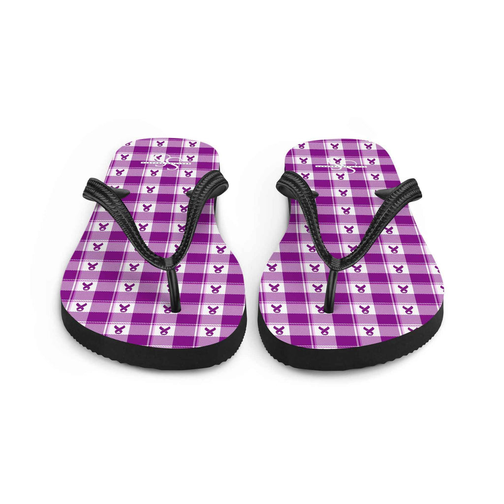 Flip Flops Pancreatic Cancer Awareness Plaid - Scottish Squares