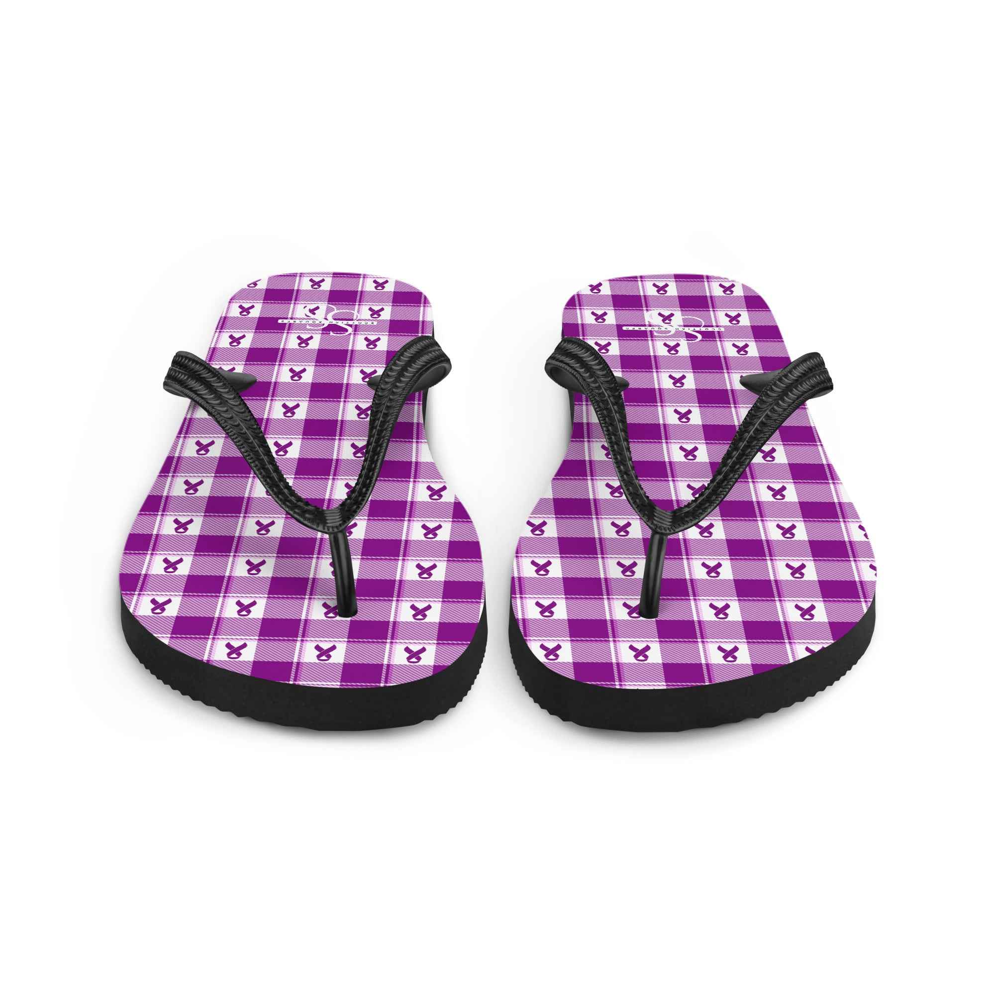 Flip Flops Pancreatic Cancer Awareness Plaid - Scottish Squares