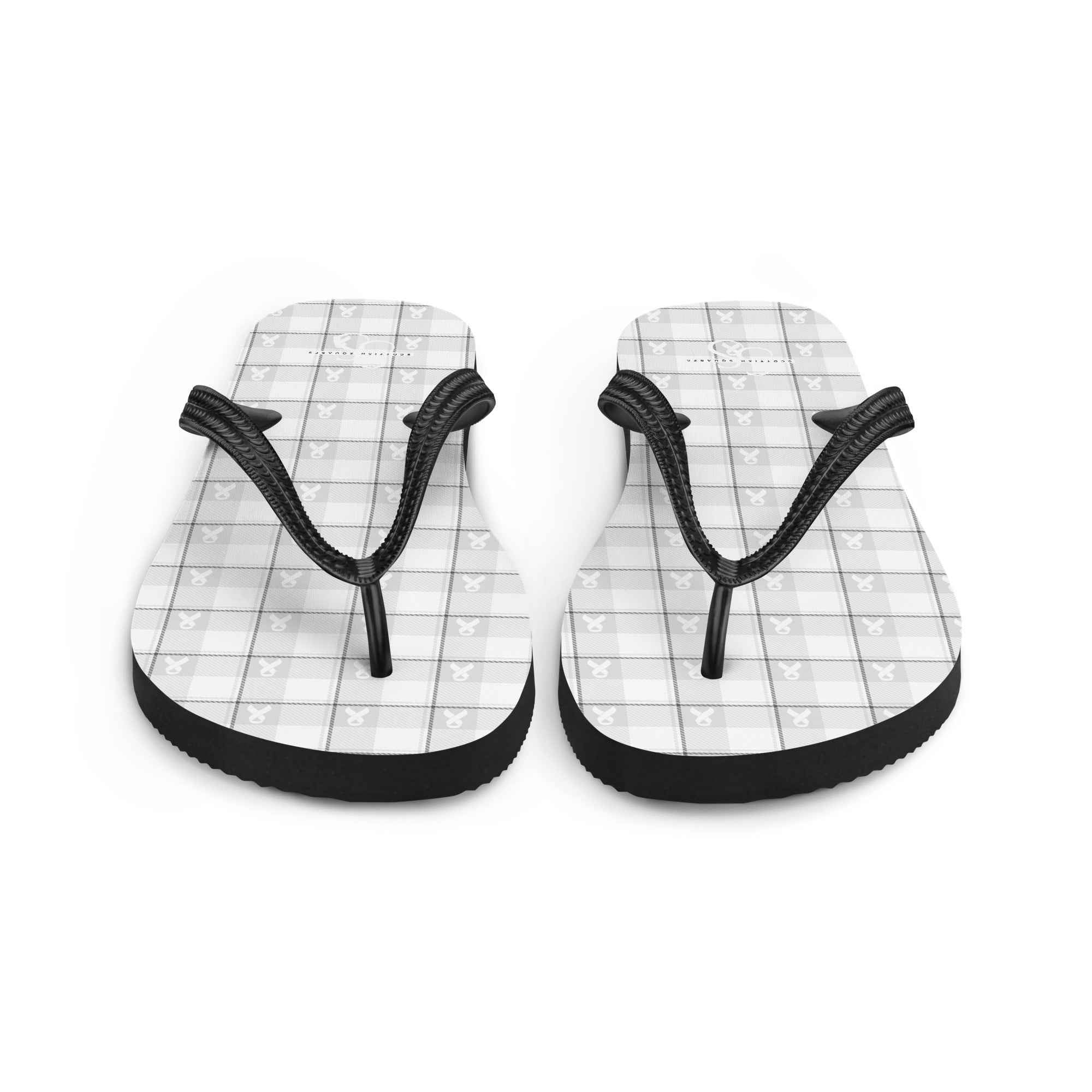 Flip Flops Lung Cancer Awareness Plaid, White Ribbon, Supportive Gift - Scottish Squares