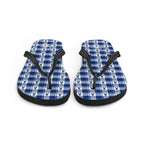 Flip Flops Colorectal Cancer Awareness Plaid, Dark Blue Ribbon, Supportive Gift - Scottish Squares