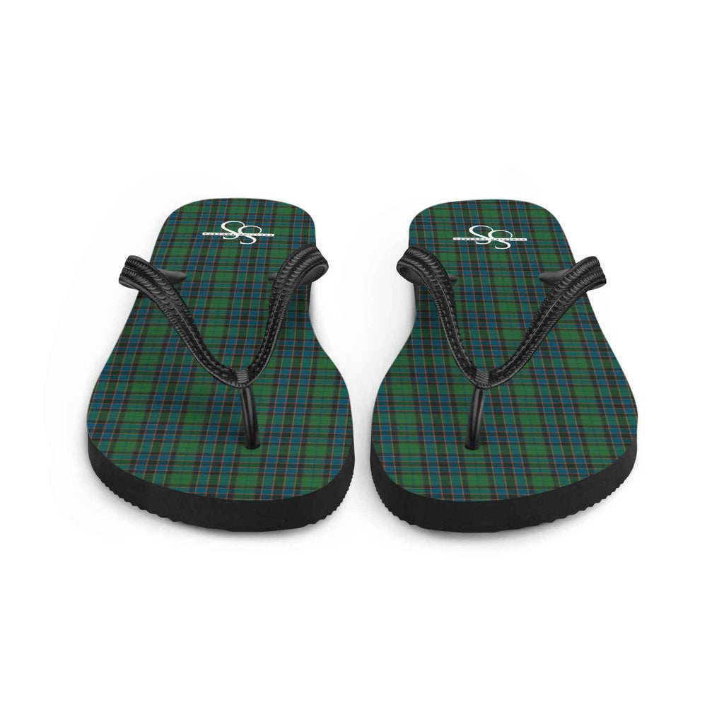 Flip Flops Green Blue Orange Plaid Tartan