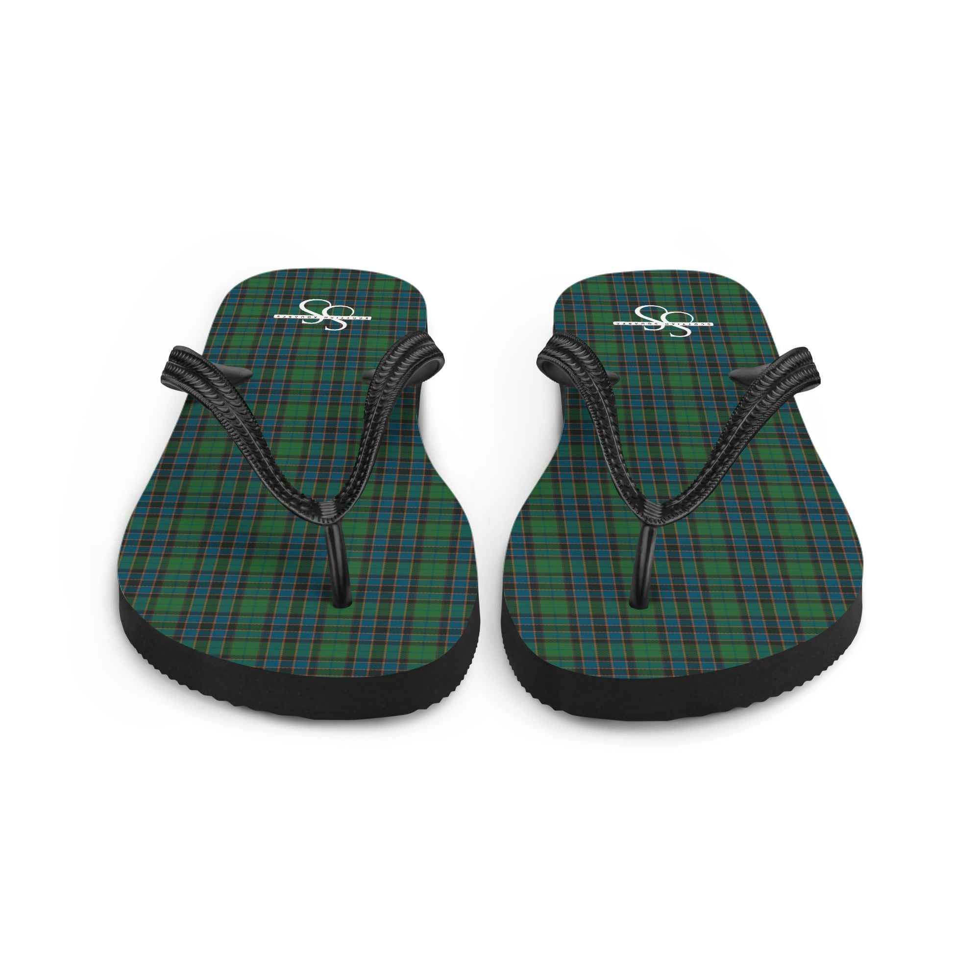 Flip Flops Green Blue Orange Plaid Tartan