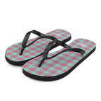 Vista Blue and Turkish Rose Plaid Flip Flops - Scottish Squares