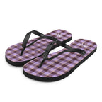 Light Wisteria and Livid Brown Plaid Flip Flops - Scottish Squares