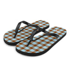 Blizzard Blue and Livid Brown Plaid Flip Flops - Scottish Squares