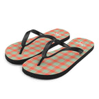 Spring Rain and Persimmon Plaid Flip Flops - Scottish Squares