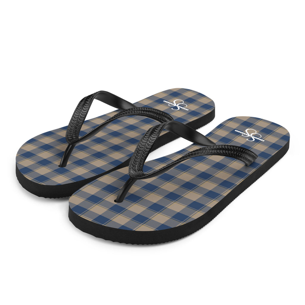 Cello and Donkey Brown Plaid Flip Flops - Scottish Squares