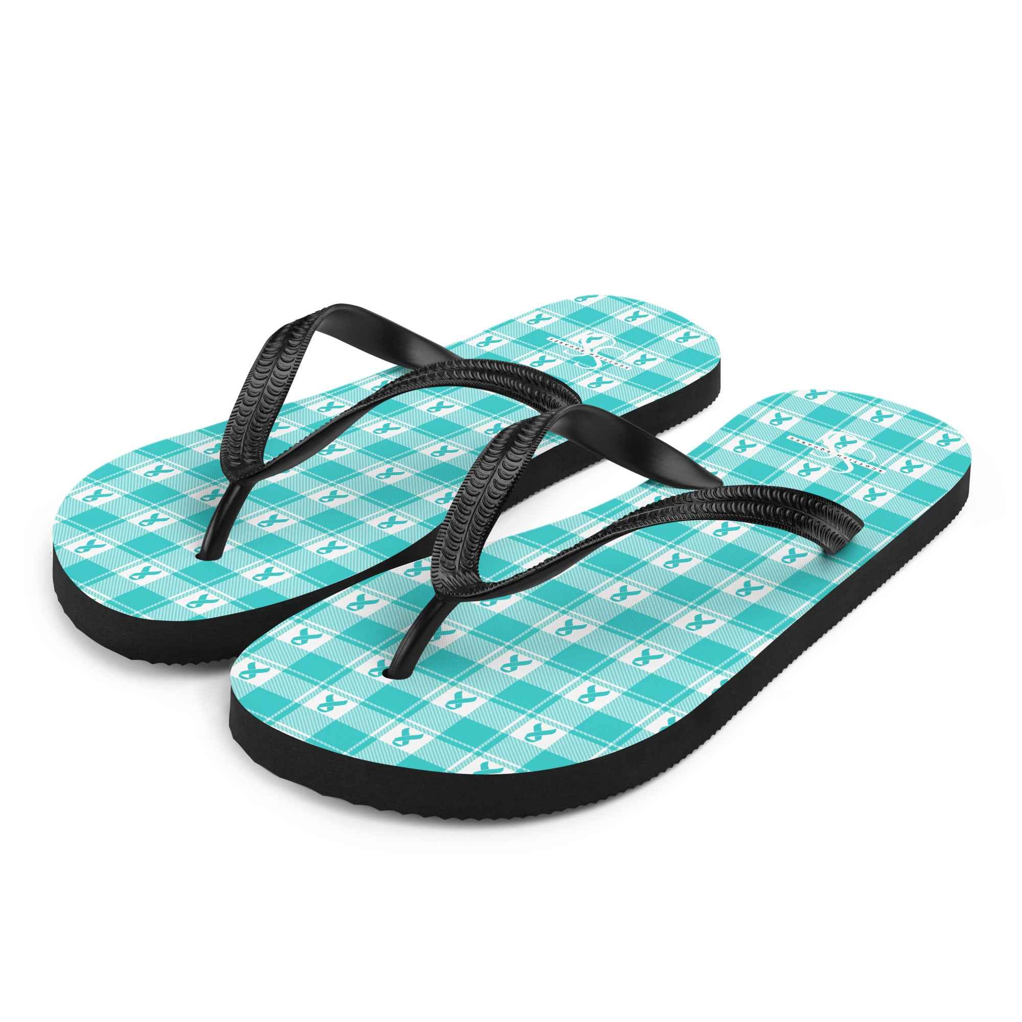 Flip Flops Ovarian Cancer Awareness Plaid - Scottish Squares