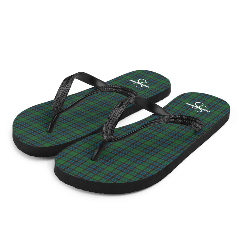 Flip Flops Green Blue Orange Plaid Tartan