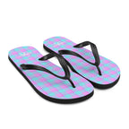 Mauve and Coastal Mist Plaid Flip Flops - Scottish Squares