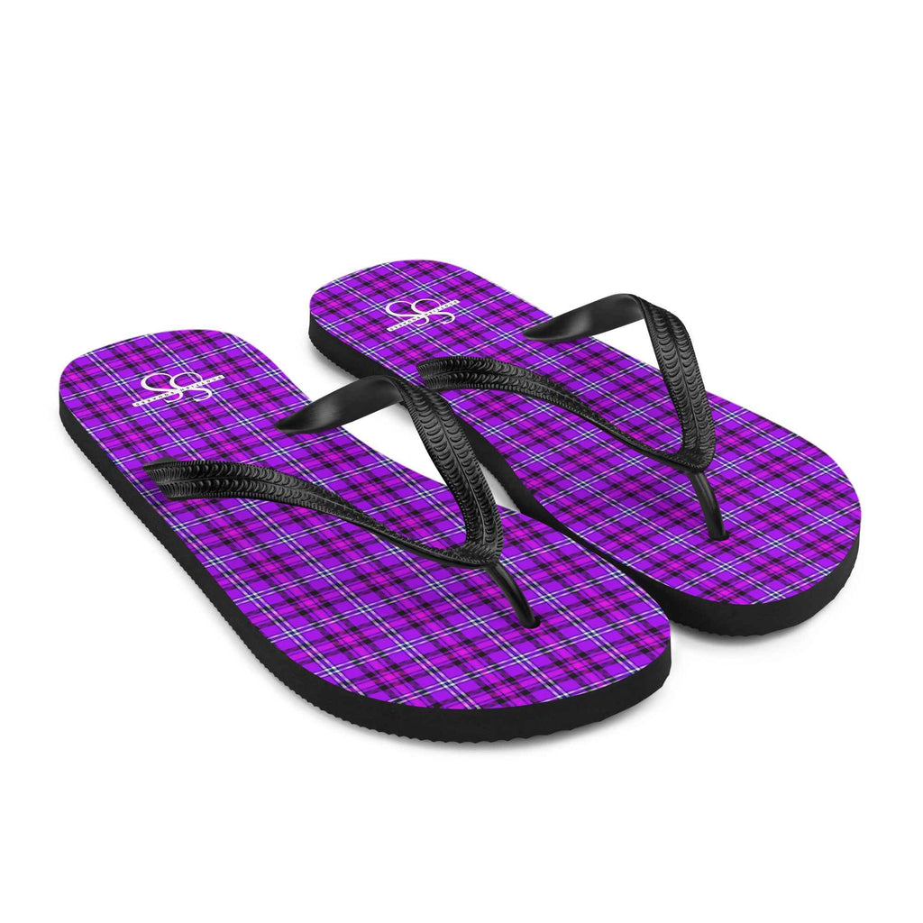 Electric Violet and Fuchsia Plaid Flip Flops - Scottish Squares