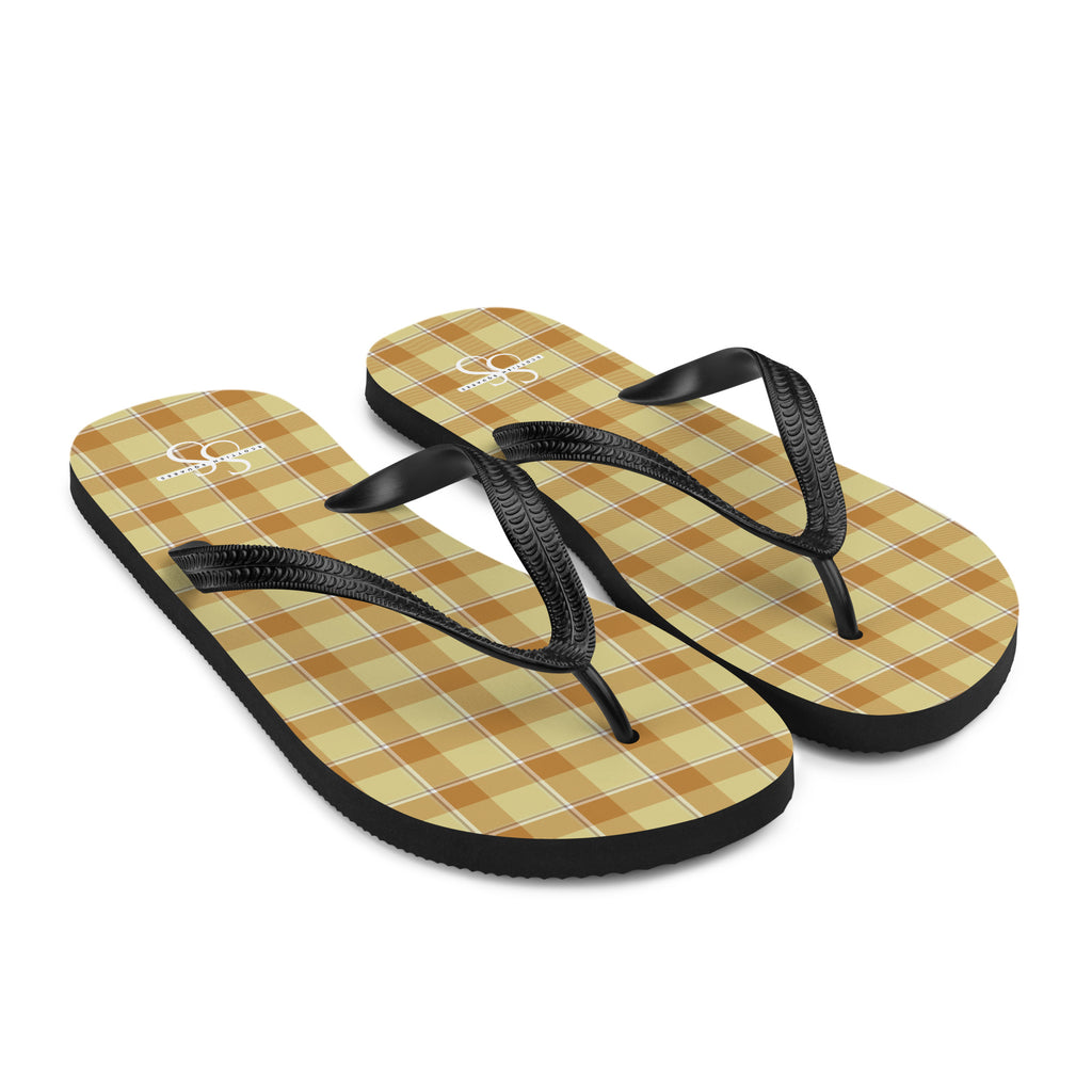 Zombie and Copper Plaid Flip Flops - Scottish Squares