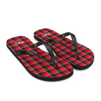 Red Ribbon and Heavy Metal Plaid Flip Flops - Scottish Squares
