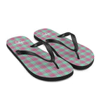 Vista Blue and Turkish Rose Plaid Flip Flops - Scottish Squares
