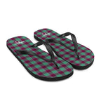 Ocean Green and Mulberry Wood Plaid Flip Flops - Scottish Squares