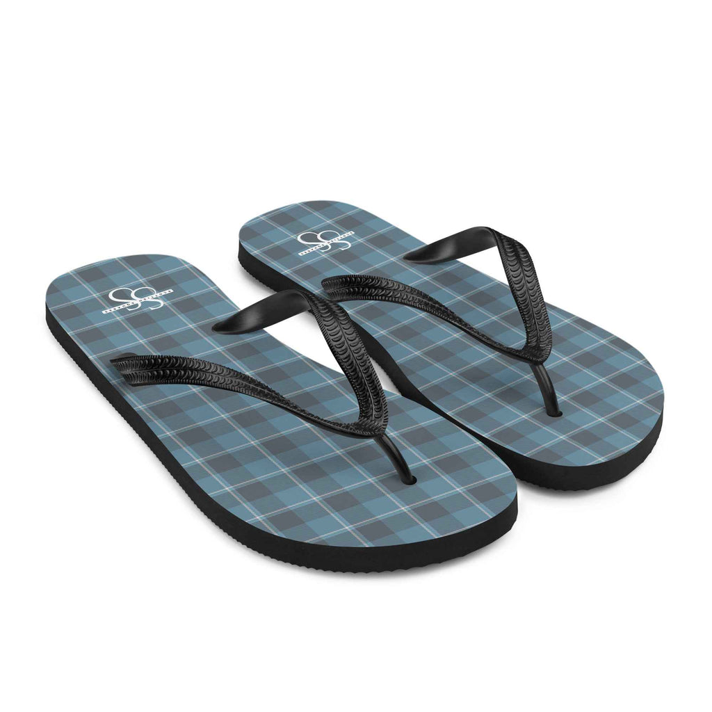 Hoki and Shuttle Gray Plaid Flip Flops - Scottish Squares