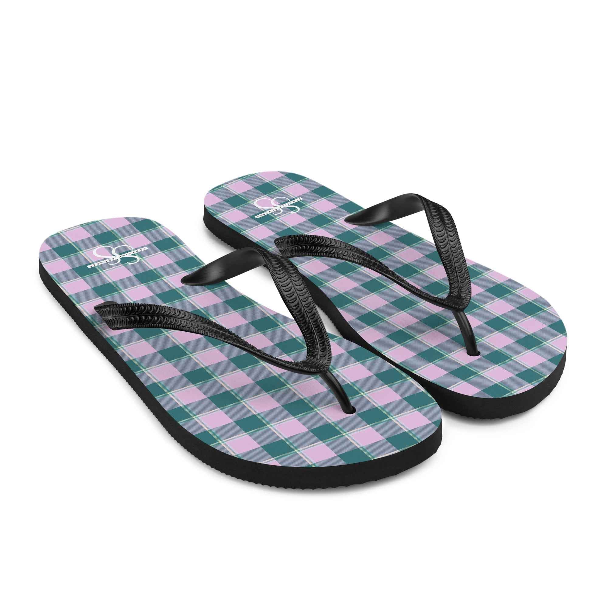 Ming and Melanie Plaid Flip Flops - Scottish Squares