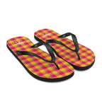 Corn and Razzmatazz Plaid Flip Flops - Scottish Squares