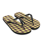 Flax and Livid Brown Plaid Flip Flops - Scottish Squares