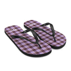 Light Wisteria and Livid Brown Plaid Flip Flops - Scottish Squares