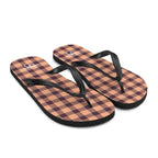 Hit Pink and Livid Brown Plaid Flip Flops - Scottish Squares