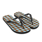 Blizzard Blue and Livid Brown Plaid Flip Flops - Scottish Squares