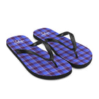 Cornflower Blue and Livid Brown Plaid Flip Flops - Scottish Squares
