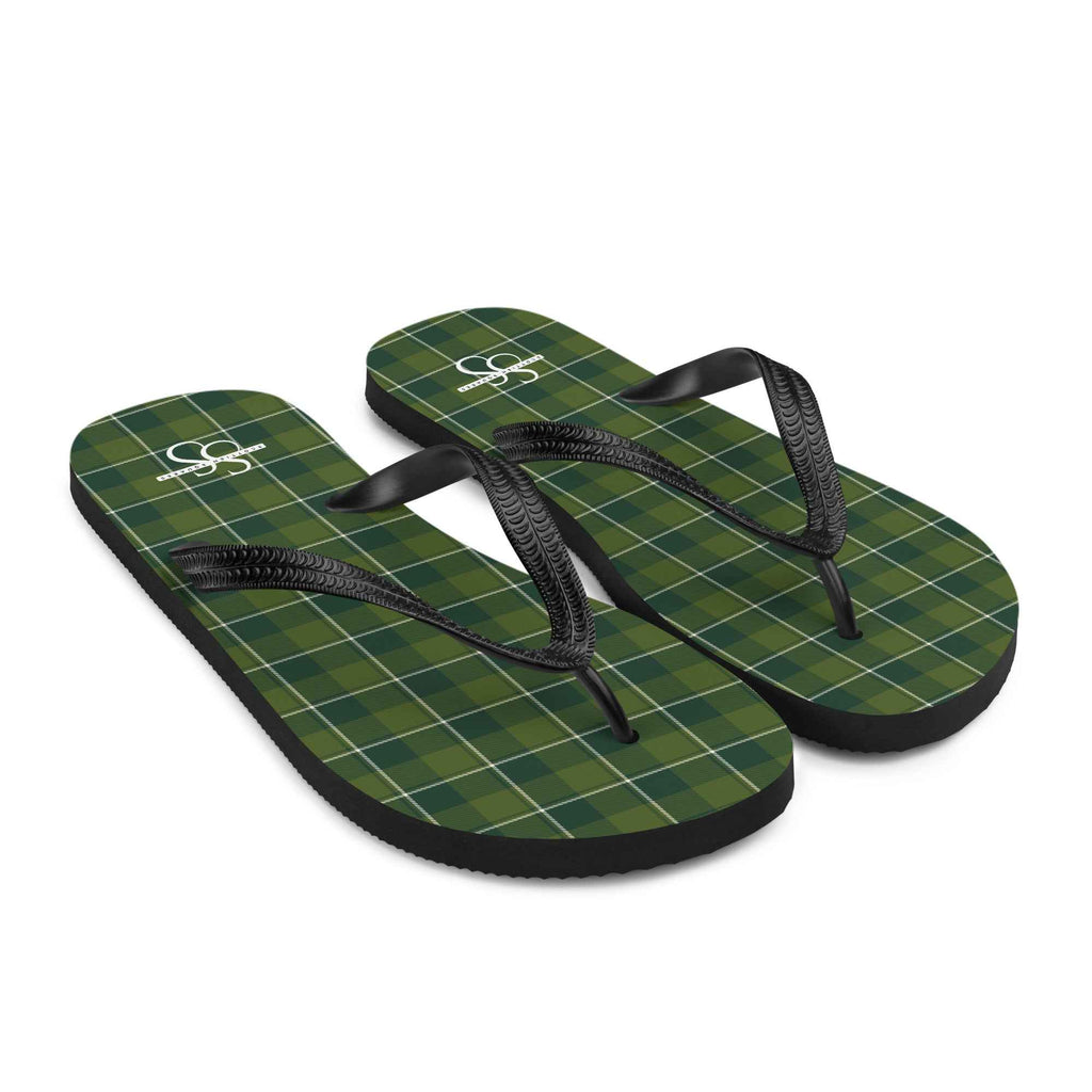 Woodland and Evergreen Plaid Flip Flops - Scottish Squares