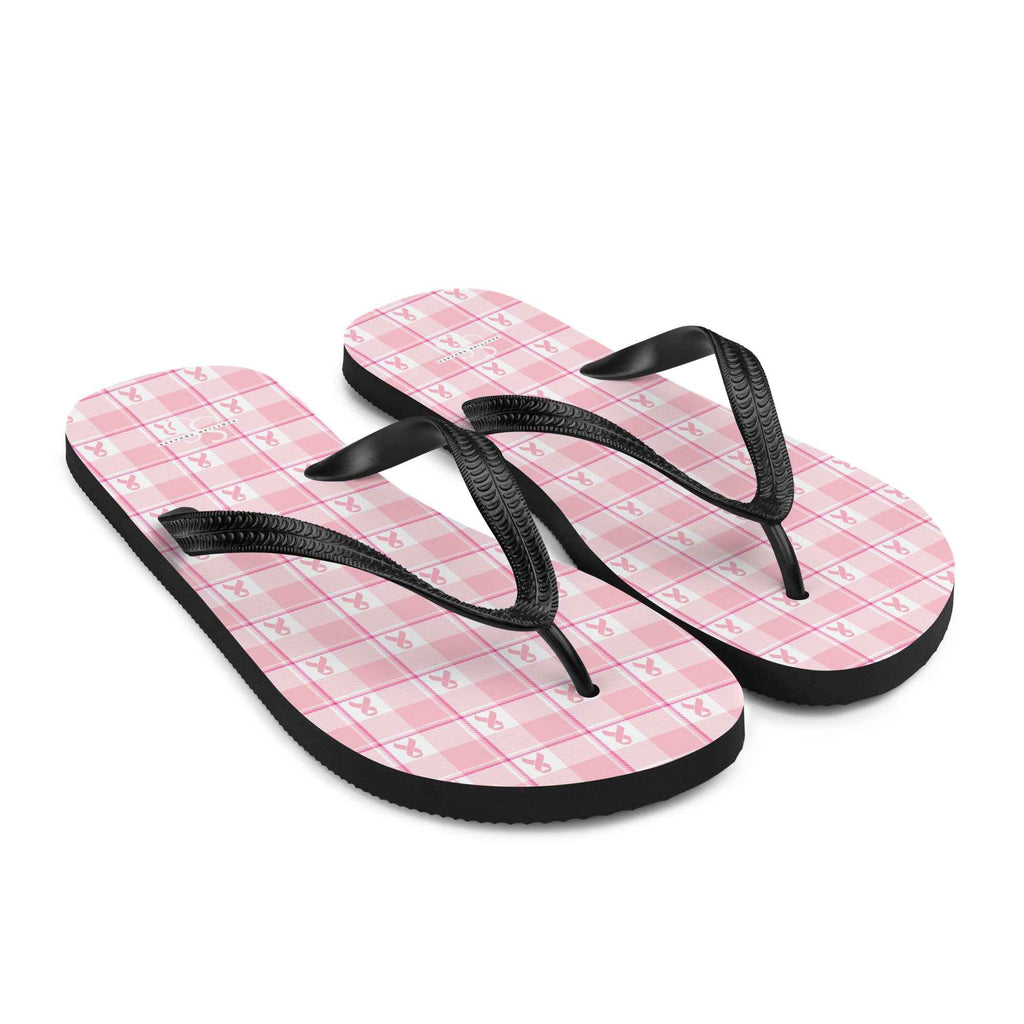 Flip Flops Breast Cancer Awareness Plaid - Scottish Squares