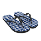 Flip Flops Colorectal Cancer Awareness Plaid, Dark Blue Ribbon, Supportive Gift - Scottish Squares