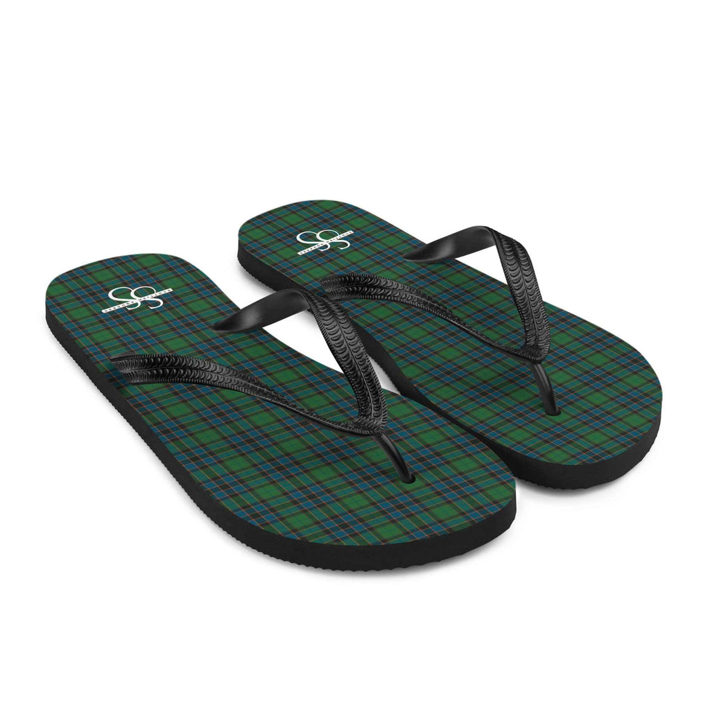 Flip Flops Green Blue Orange Plaid Tartan