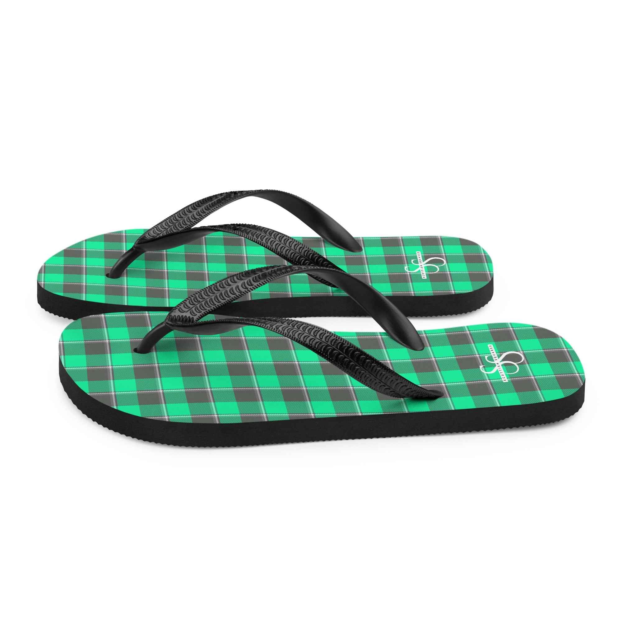 Spring Green and Finlandia Plaid Flip Flops - Scottish Squares
