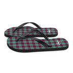 Ocean Green and Mulberry Wood Plaid Flip Flops - Scottish Squares