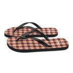 Hit Pink and Livid Brown Plaid Flip Flops - Scottish Squares