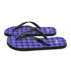 Cornflower Blue and Livid Brown Plaid Flip Flops - Scottish Squares