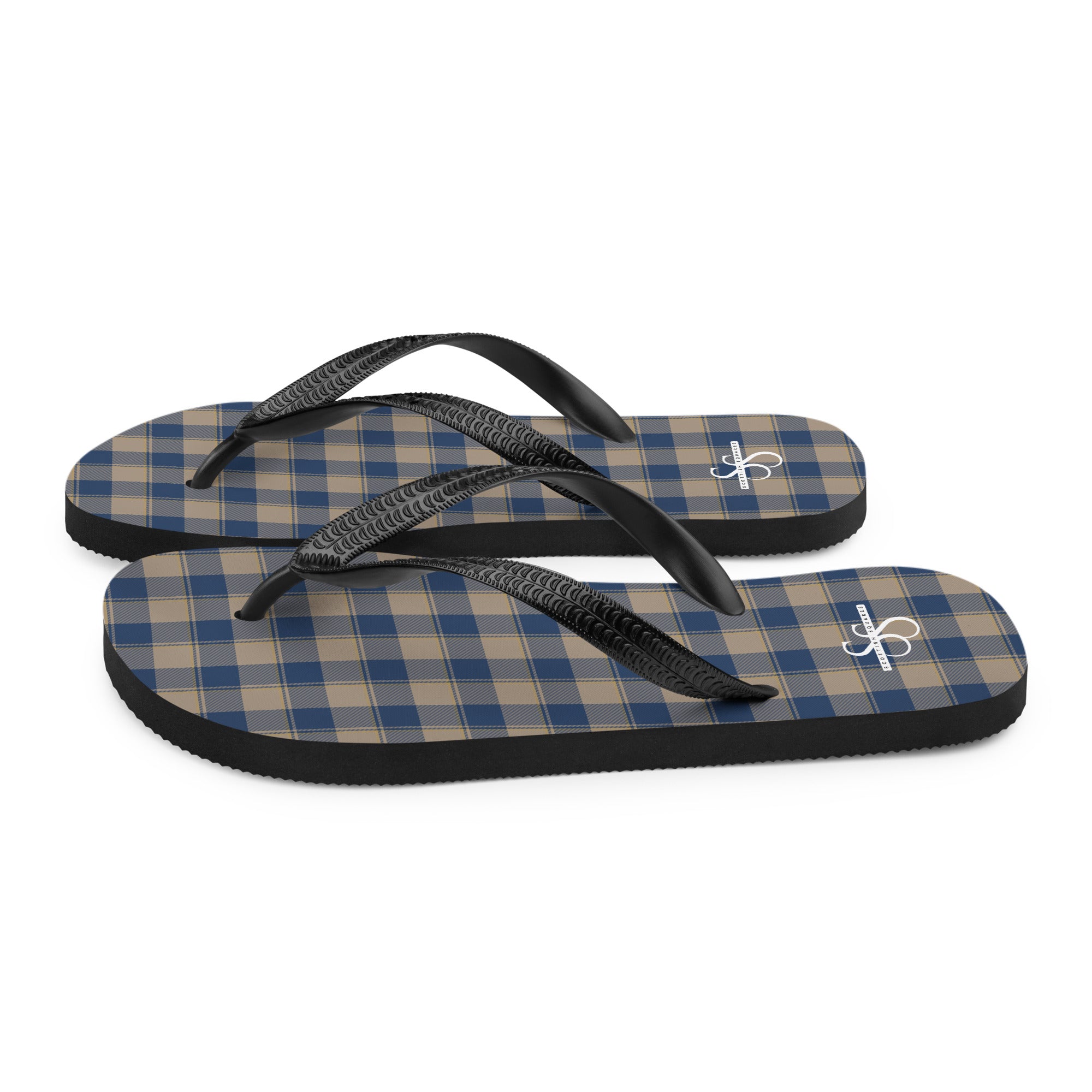 Cello and Donkey Brown Plaid Flip Flops - Scottish Squares