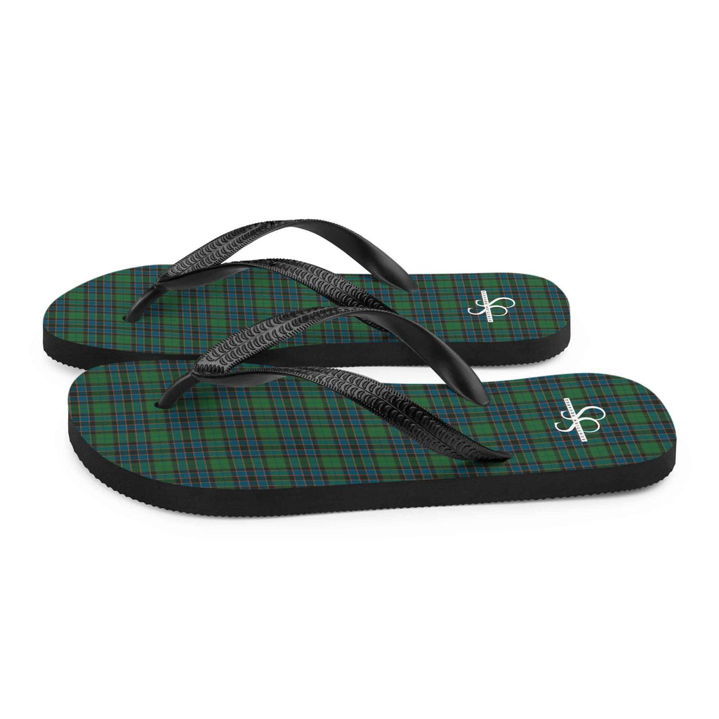 Flip Flops Green Blue Orange Plaid Tartan