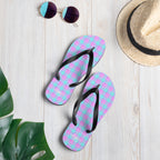 Mauve and Coastal Mist Plaid Flip Flops - Scottish Squares