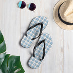 Pink Cloud and Blue Lagoon Plaid Flip Flops - Scottish Squares
