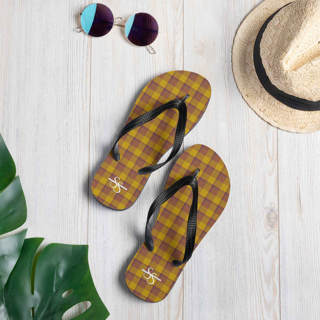 Potters Clay and Pizza Plaid Flip Flops - Scottish Squares