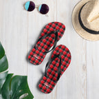 Red Ribbon and Heavy Metal Plaid Flip Flops - Scottish Squares
