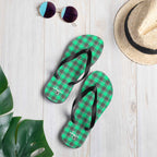 Spring Green and Finlandia Plaid Flip Flops - Scottish Squares